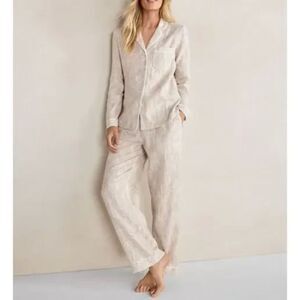 Haven Well Within Pajama Set Cotton Gauze Tan Fern Palm Print Summer Size Medium